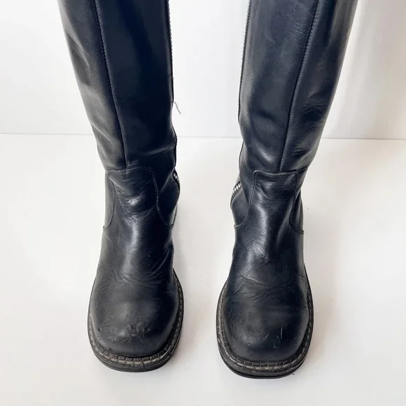 Vintage John Fluevog Black Leather Knee-High Biker Boots Women's Size 8 - Picture 4 of 13